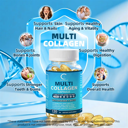 Multi-Collagen Capsules 5000Mg for Joints Hair Skin and Nails Healthy, 240 Capsules